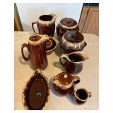 Various Brown Drip Glaze Pottery