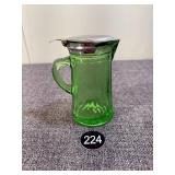 Vintage Green Glass Syrup Pitcher