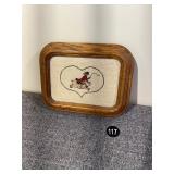 Vintage Needlepoint Crewel Rider On Pig