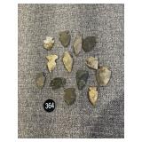 13 Arrow Heads, North American, Butler Co., PA