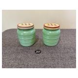 2 Fire King Jadeite Tulip Grease Jars