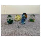 5 Glass Paperweights