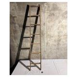48' 7 Wrung Decorative Wooden Wall Ladder Shelf