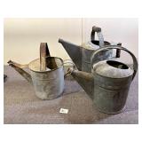 3 Galvanized Watering Cans