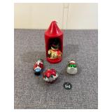 Snowman Candle w 3 Ornaments
