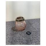 Vintage Pink Glass Domed Flower Frog Top