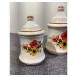 4 Ceramic Canisters w Floral Design