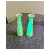 2 Jadeite Uranium Glass Bud Vases