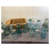 Collection of Blue Canning Jars