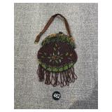 Deco Floral Beaded Bag w Bakelite Hardware