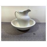 Ironstone Ceramic Anchor Pottery Pitcher & Basin