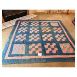 Blue & Pink Handstitched Quilt