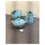 Set of 3 Cronin Pottery Blue Tulip