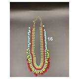 Vintage Layered Rainbow Beaded Necklace