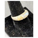 925 Sterling Silver Ring w Abalone Shell Inlay