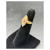 10K .585 Ring w Red Stone
