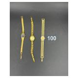 3 Gold Toned Ladies Watches