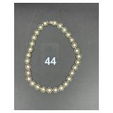 44' Sterling .925 Floral Pearl Necklace