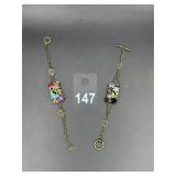 6.5' 2 Floral Design Gold Plated Bracelets