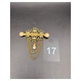 M. Jent Vintage Gold Toned Dangling Brooch