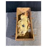 Vintage Doll in Wooden Cradle