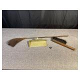 33" Primitive Broom with Brush and Dustpan