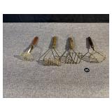 4 Vintage Potato Mashers