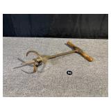 Antique Iron Sugar Auger w Wooden Handle