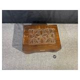 Vintage Carved Wood Jewelry Box