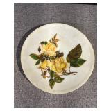 Satin Glass Plate w Hand Painted Flowers
