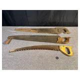 3 Antique Wooden Handle Saws