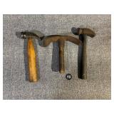 3 Wooden Handled Cobbler Hammers