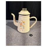 Enamel Teapot w Floral Design
