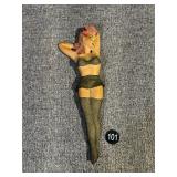 Chalk Ware Pinup Girl Wall Plaque