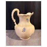 Ceramic Pitcher w Blue Floral Design