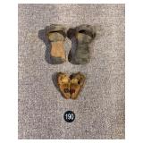 Vintage Animal Fur Slippers & Wooden Clogs