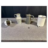 Enamelware. Pitchers, Bed Pan