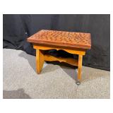 Mixed Wood Checkerboard Top Step Stool