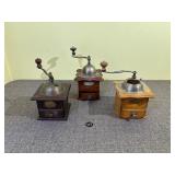 3 Hand Crank Tabletop Coffee Grinders