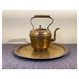 Vintage Copper Tea Kettle & Platter