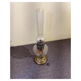 Antique Glass & Brass Oil Lamp