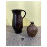 Dark Ceramic Pitcher & Vase