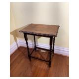 Late 19th C Oak Side Table Barley Twist Legs