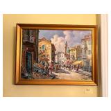 European Street Market Oil Painting on Canvas