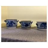 3 German Westerwald Stoneware Salt Glaze Crocks