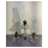 3 Glass Oil Lamps