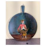 French Bread Board w Hand Painted Folk Art