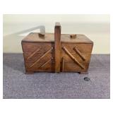 Vintage Accordion Style Sewing Box w Accessories