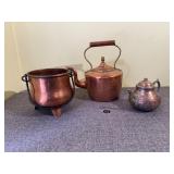 3 Copper Hand Hammered Copper Pot w Forged Iron