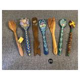 Folk Art Painted Wooden Utensils